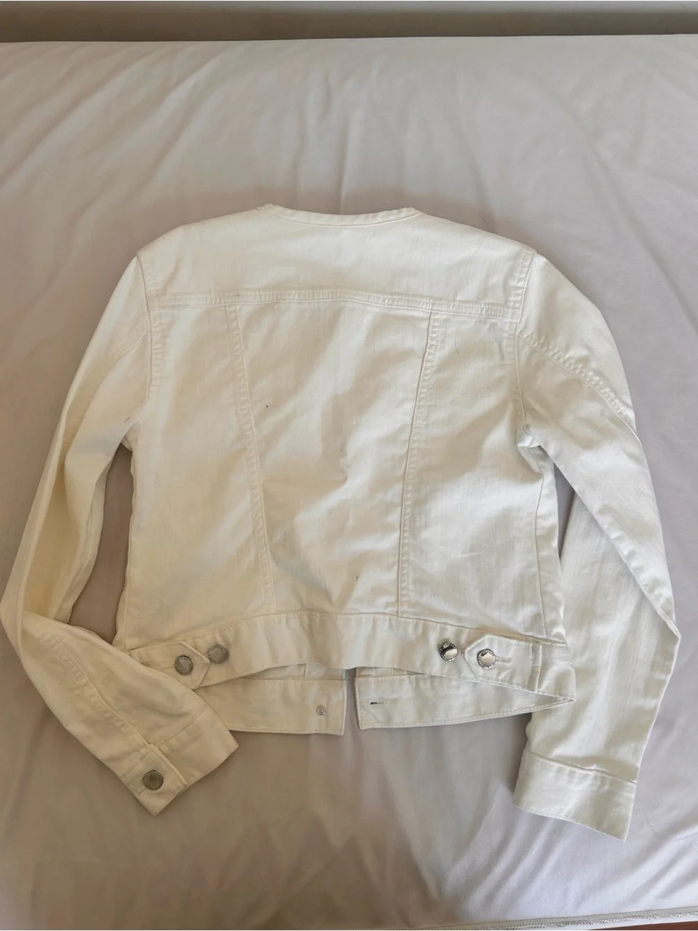 Ralph Lauren Cream Collarless Denim Jacket - Picture 7 of 7
